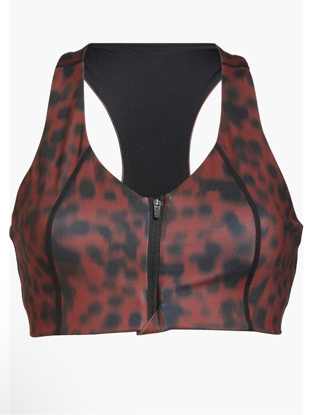 Zella women’s Run In Zip Front Sports Bra in Rust Madder Tortoise Print Small